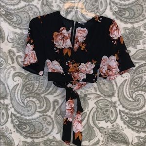 Floral tie up blouse